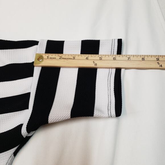 Painted Threads Dress Womens Large Midi Black White Short Sleeve Striped Pad7919 - Picture 6 of 10